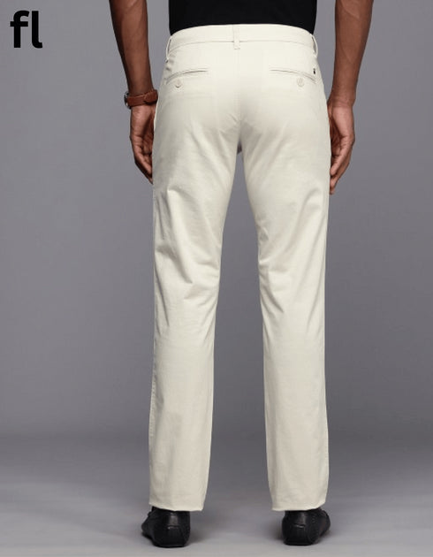 Off White Cotton Imported Stuff Pant Smart Fit